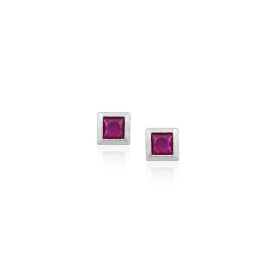 Silver Pink Square CZ Earrings - Flâneur Global® | FG | 925 Fine Silver Jewelry & Accessories
