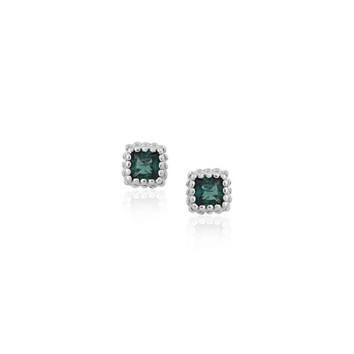 Silver Green Square Stud Earrings - Flâneur Global® | FG | 925 Fine Silver Jewelry & Accessories