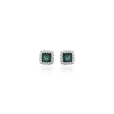 Silver Green Square Stud Earrings - Flâneur Global® | FG | 925 Fine Silver Jewelry & Accessories