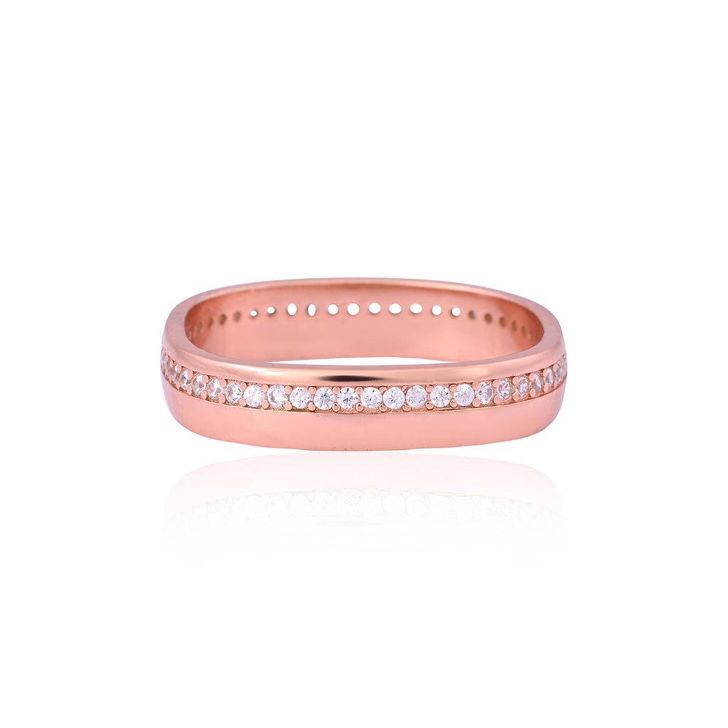 Elegant Rose Gold-Tone Band with Sparkling Zircon Accents - Flâneur Global® | FG | 925 Fine Silver Jewelry & Accessories