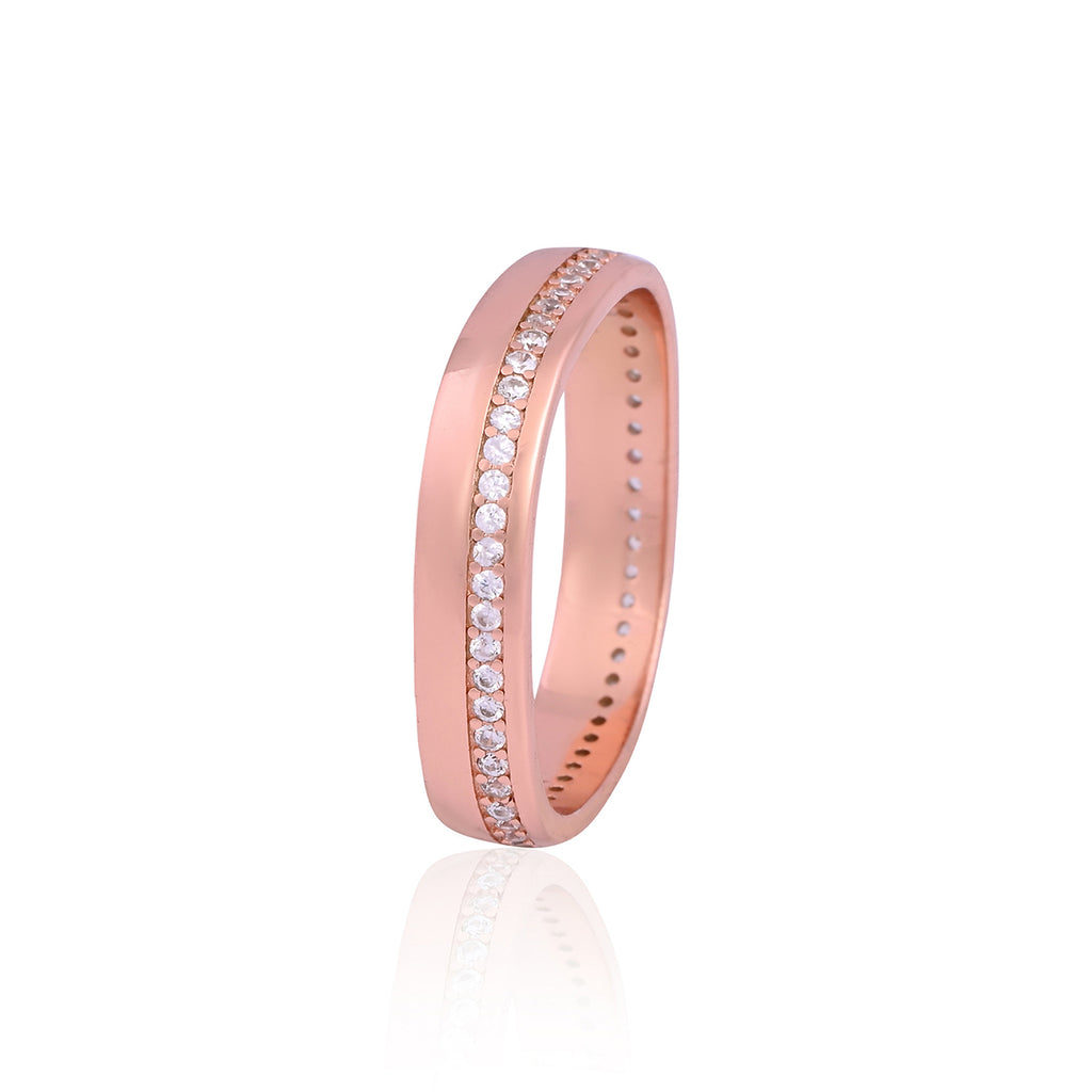 Elegant Rose Gold-Tone Band with Sparkling Zircon Accents - Flâneur Global® | FG | 925 Fine Silver Jewelry & Accessories