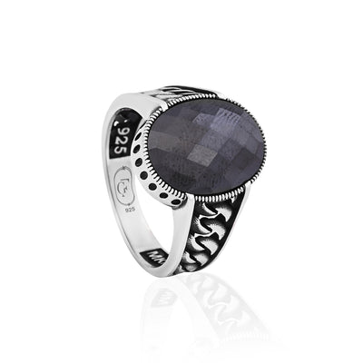 Silver Antique Black Stone Ring - Flâneur Global® | FG | 925 Fine Silver Jewelry & Accessories