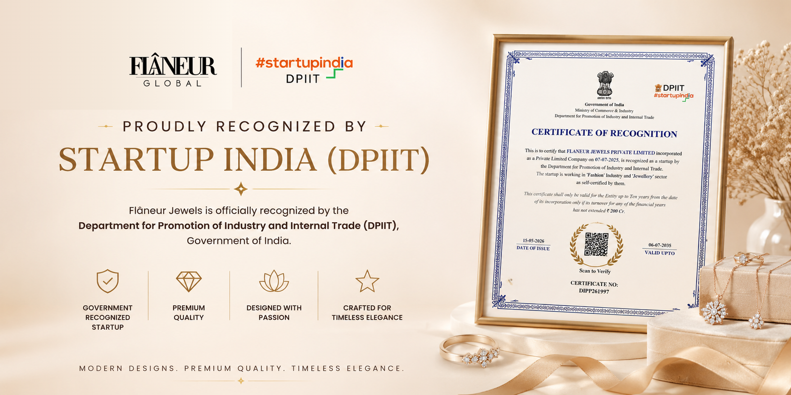Flâneur Global – DPIIT Recognized Startup Jewellery Brand in India