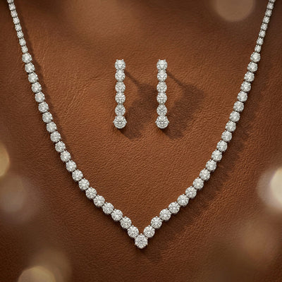 Flâneur CZ Silver Necklace Set | 92.5 Sterling Sparkle