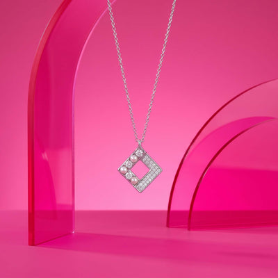 Geometric Square Cubic  Zirconia Pendant Necklace for Women