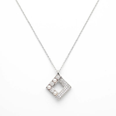 Geometric Square Cubic  Zirconia Pendant Necklace for Women