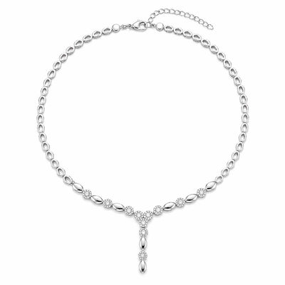 Vintage-Inspired Crystal Drop Statement Necklace – Sterling Silver Elegance