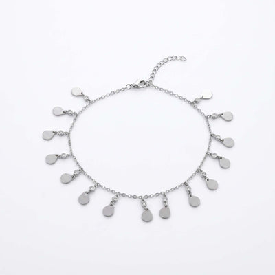Silver Raindrop Charm Dangle Anklet