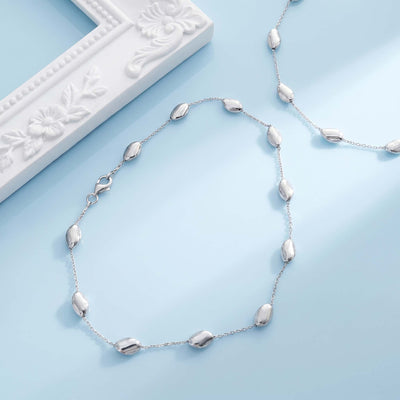 Minimalist Silver Drift Bead Chain Anklet