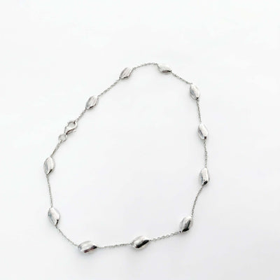 Minimalist Silver Drift Bead Chain Anklet