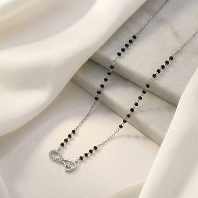 Flaneur 925 Silver Infinity Heart Mangalsutra with Zircon & Beads