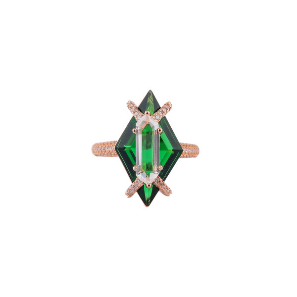 Elegant Emerald Cut Green Ring for Her