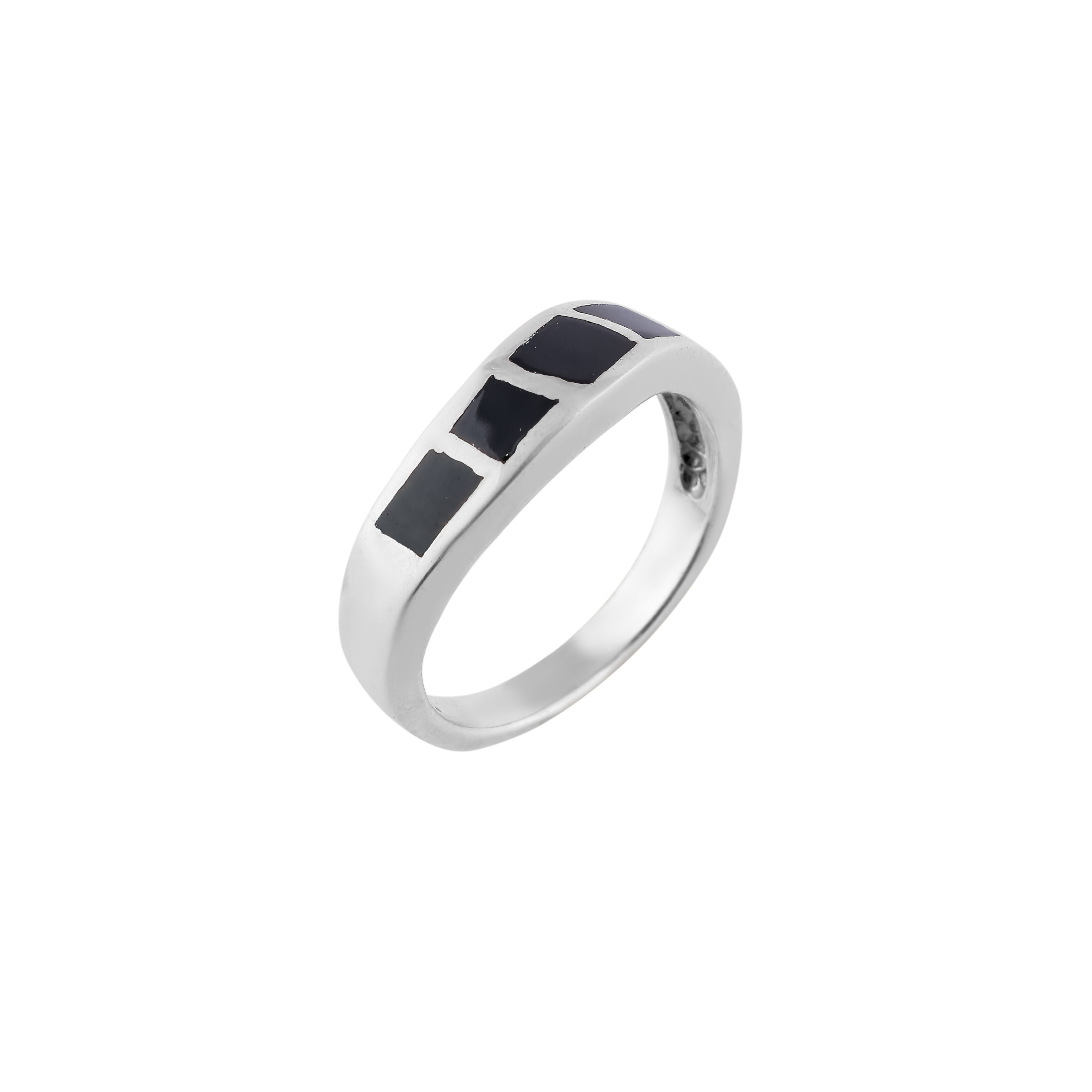 Bold Black Enamel Silver Ring for Him - Flâneur Global® | FG | 925 Fine Silver Jewelry & Accessories 