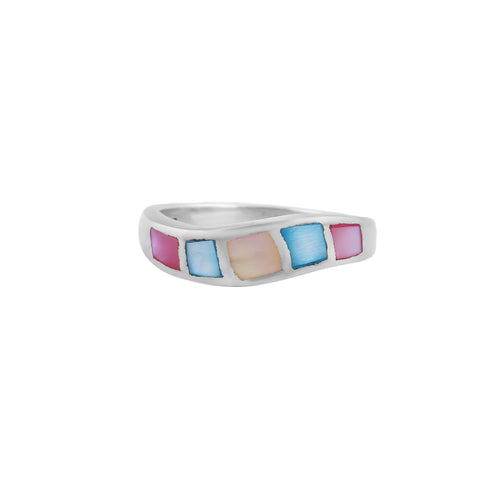 Colorful Geometric Silver Ring for Her