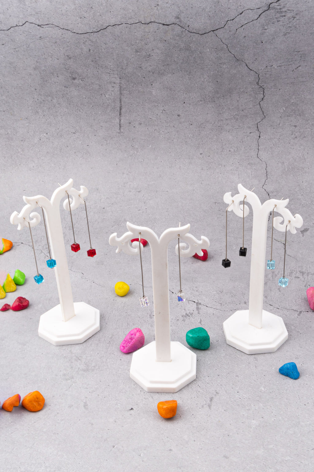 Blue Cubic Threader Earrings - Flâneur Global® | FG | 925 Fine Silver Jewelry & Accessories 