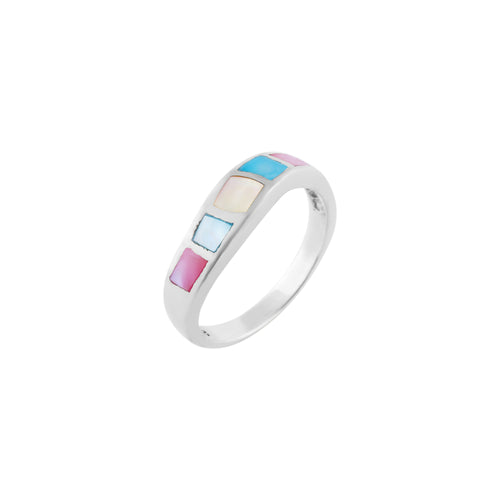 Colorful Geometric Silver Ring for Her