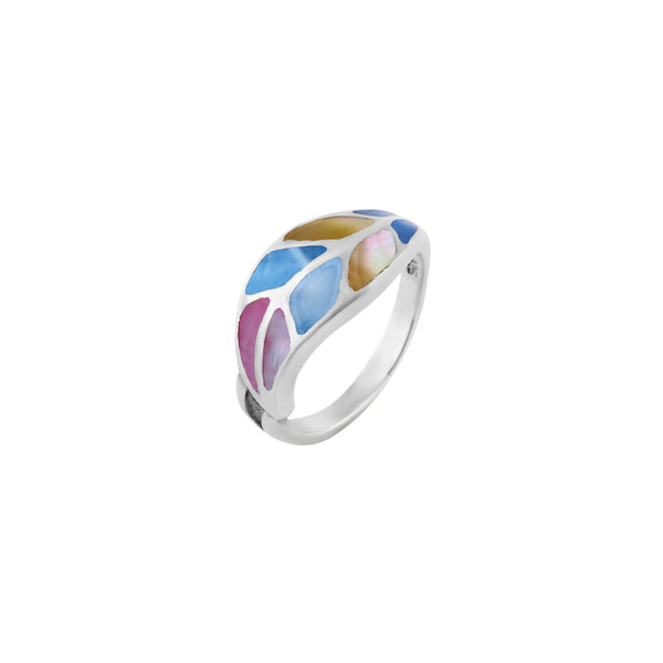 Mosaic Petal Silver Ring