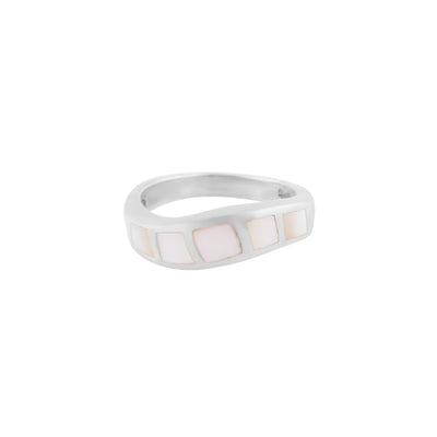 Mother of Pearl Bar Silver Ring Nav