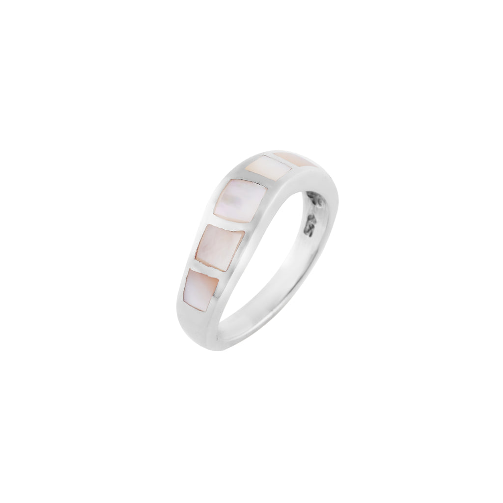 Mother of Pearl Bar Silver Ring Nav