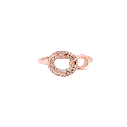 Pave Double Loop Rose Gold Ring