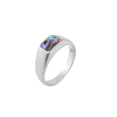 balone Inlay Silver Signet Ring