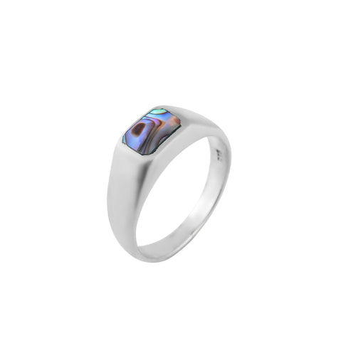 balone Inlay Silver Signet Ring