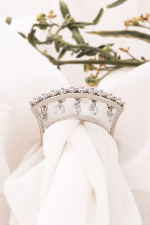 White Gold Curved Diamond Ring