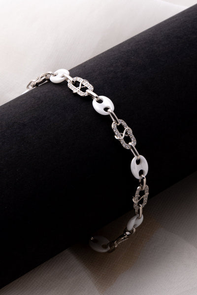 White Ceramic Diamond Bracelet