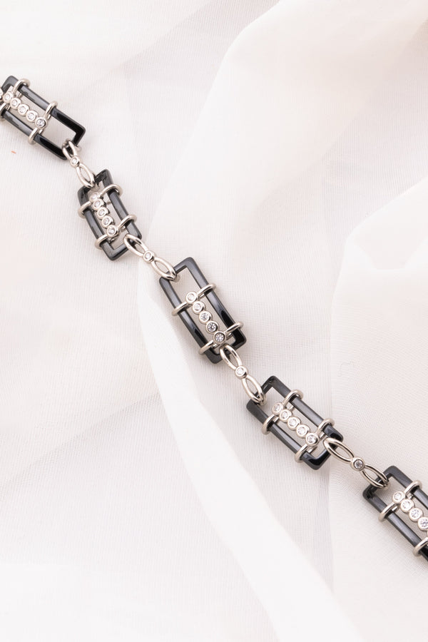 Black and Silver Gemstone Bracelet