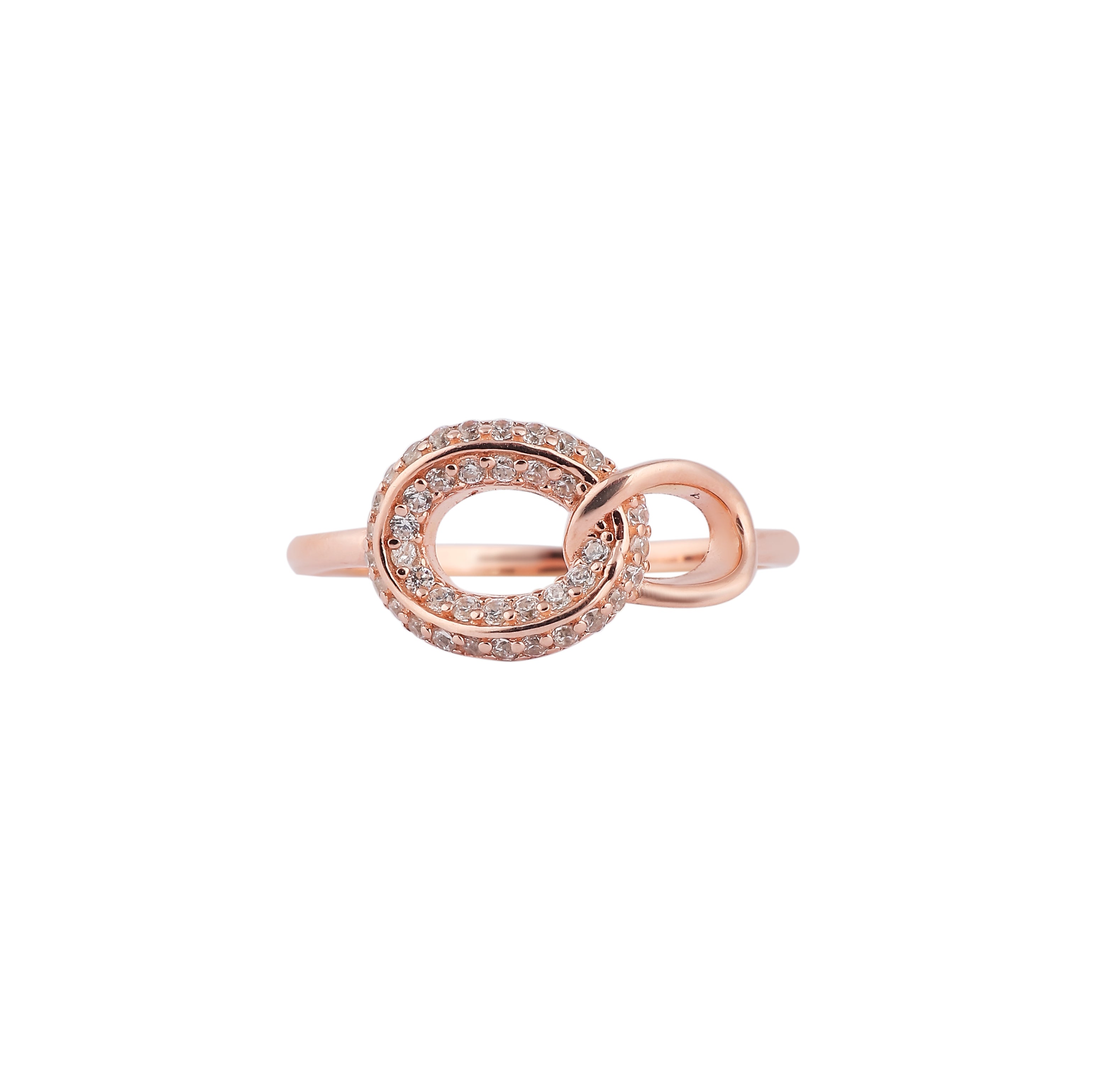 Pave Interlocking Chain Silver Ring