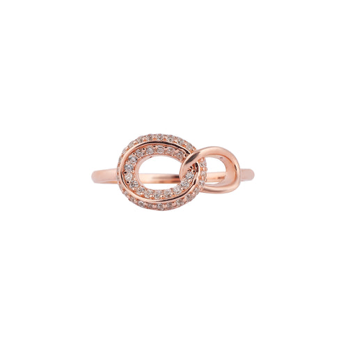Pave Interlocking Chain Silver Ring