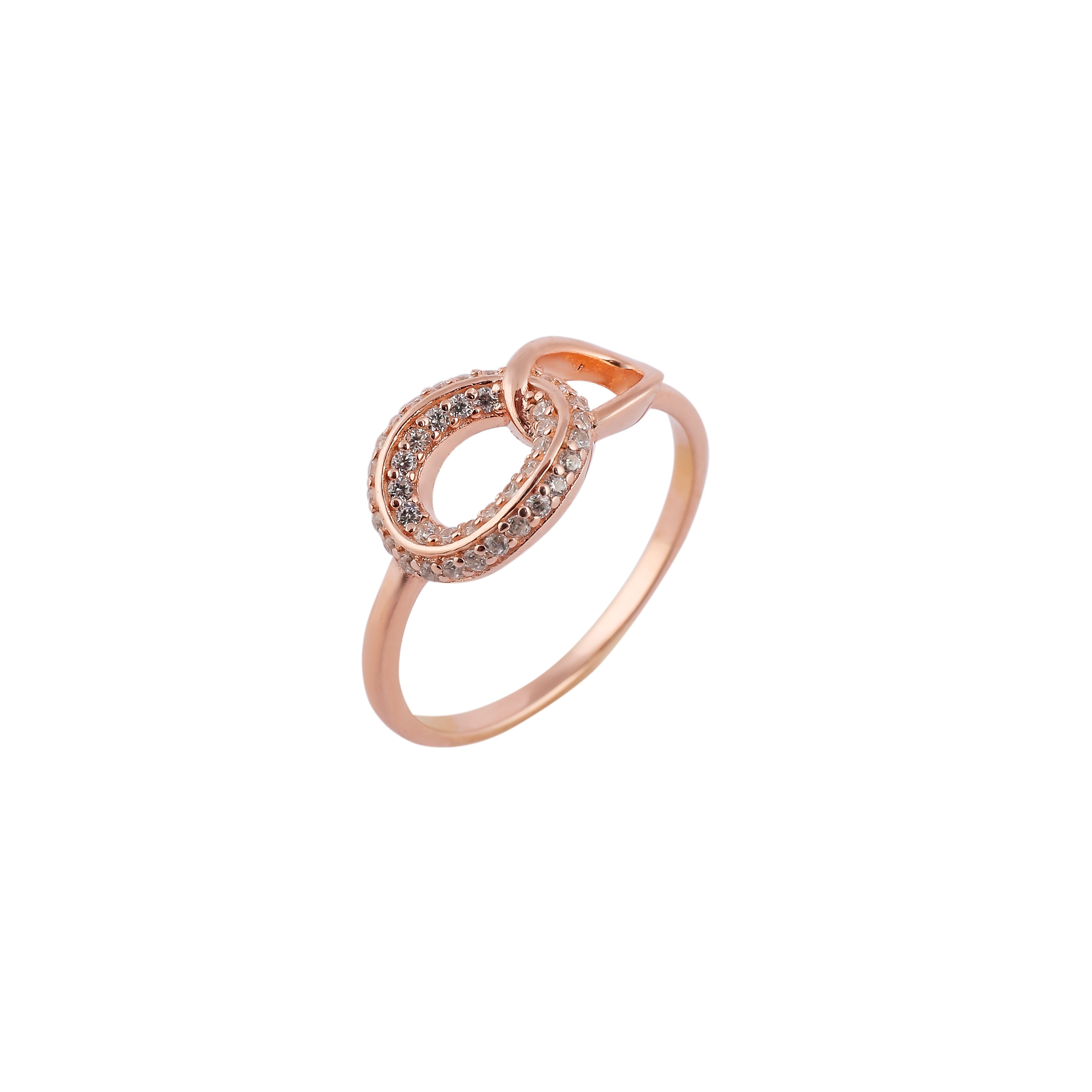 Pave Interlocking Chain Silver Ring