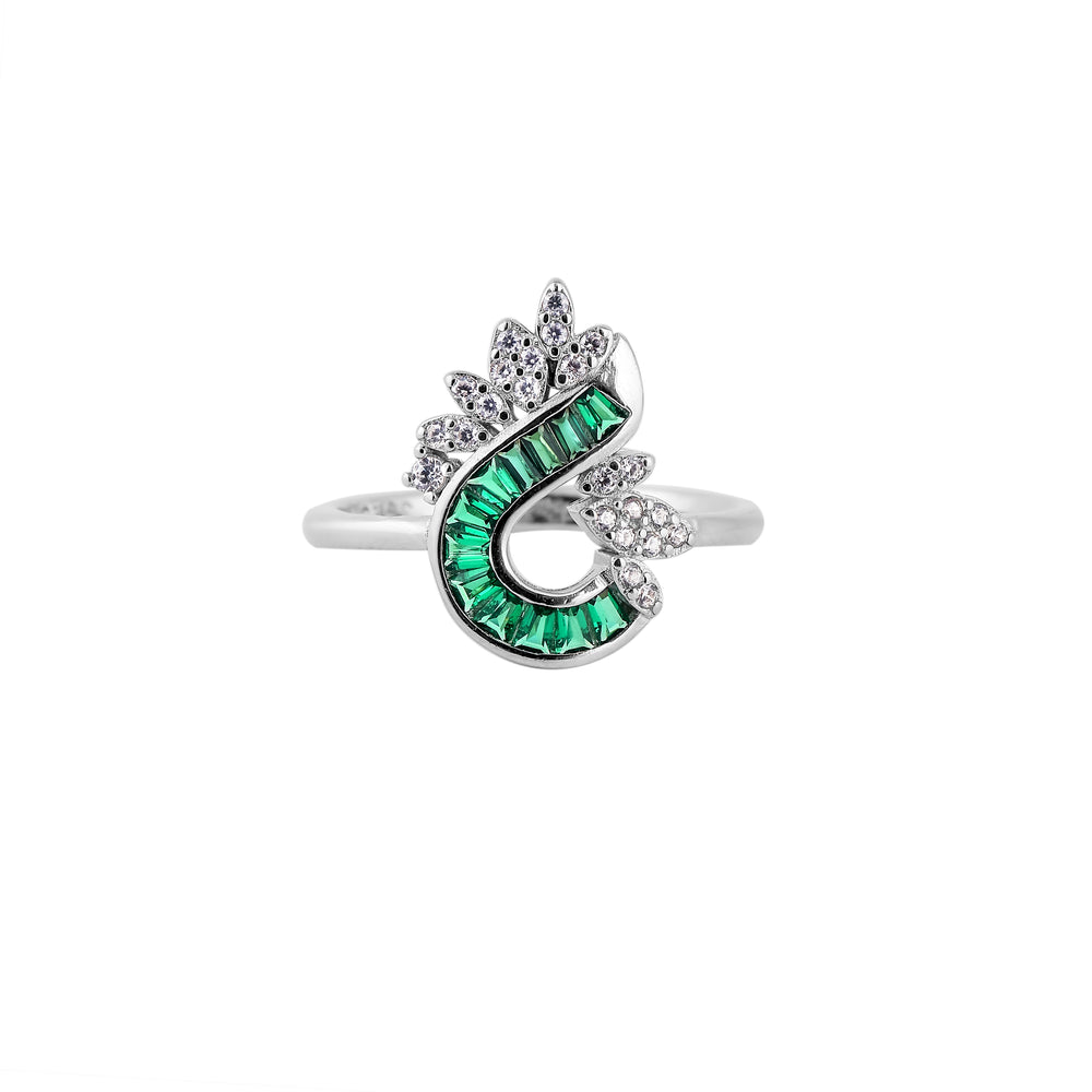 Emerald Cascade Silver Ring for her