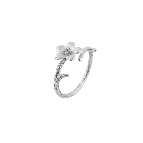 Delicate Blossom Silver Ring for her