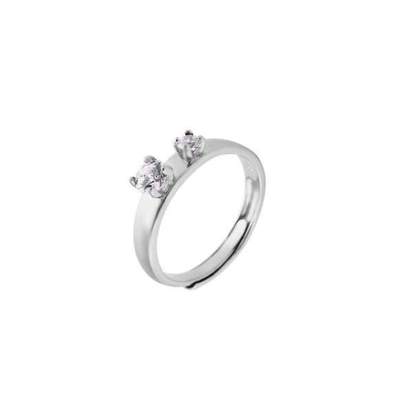 Two Stone CZ Silver Ring for her