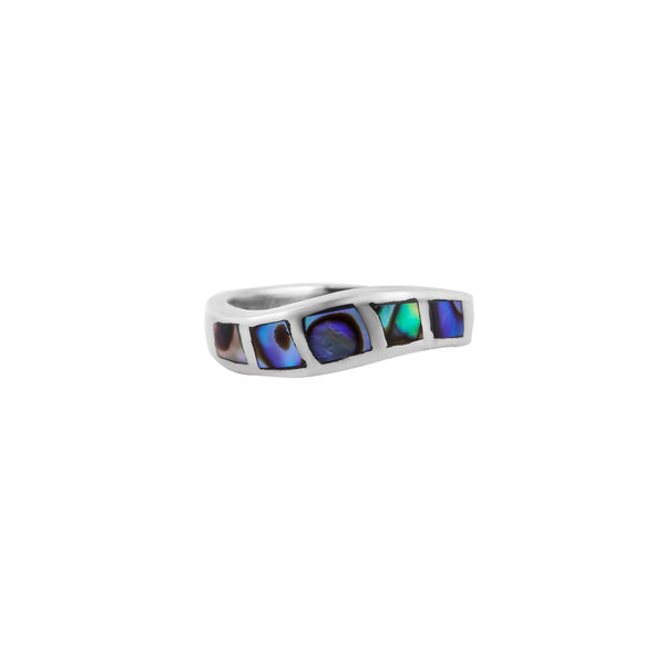 Iridescent Block Shell Silver Ring for her
