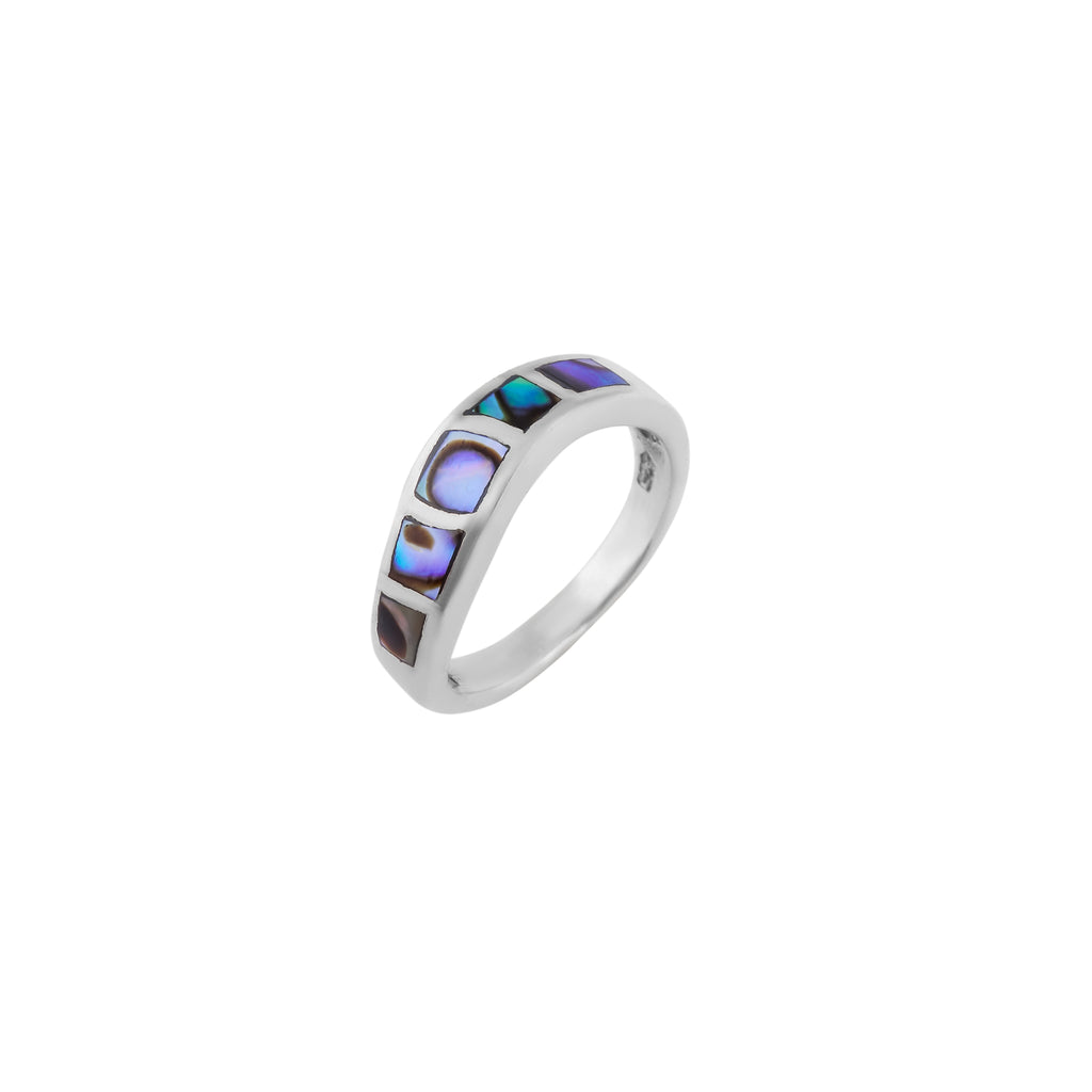 Iridescent Block Shell Silver Ring for her Nav