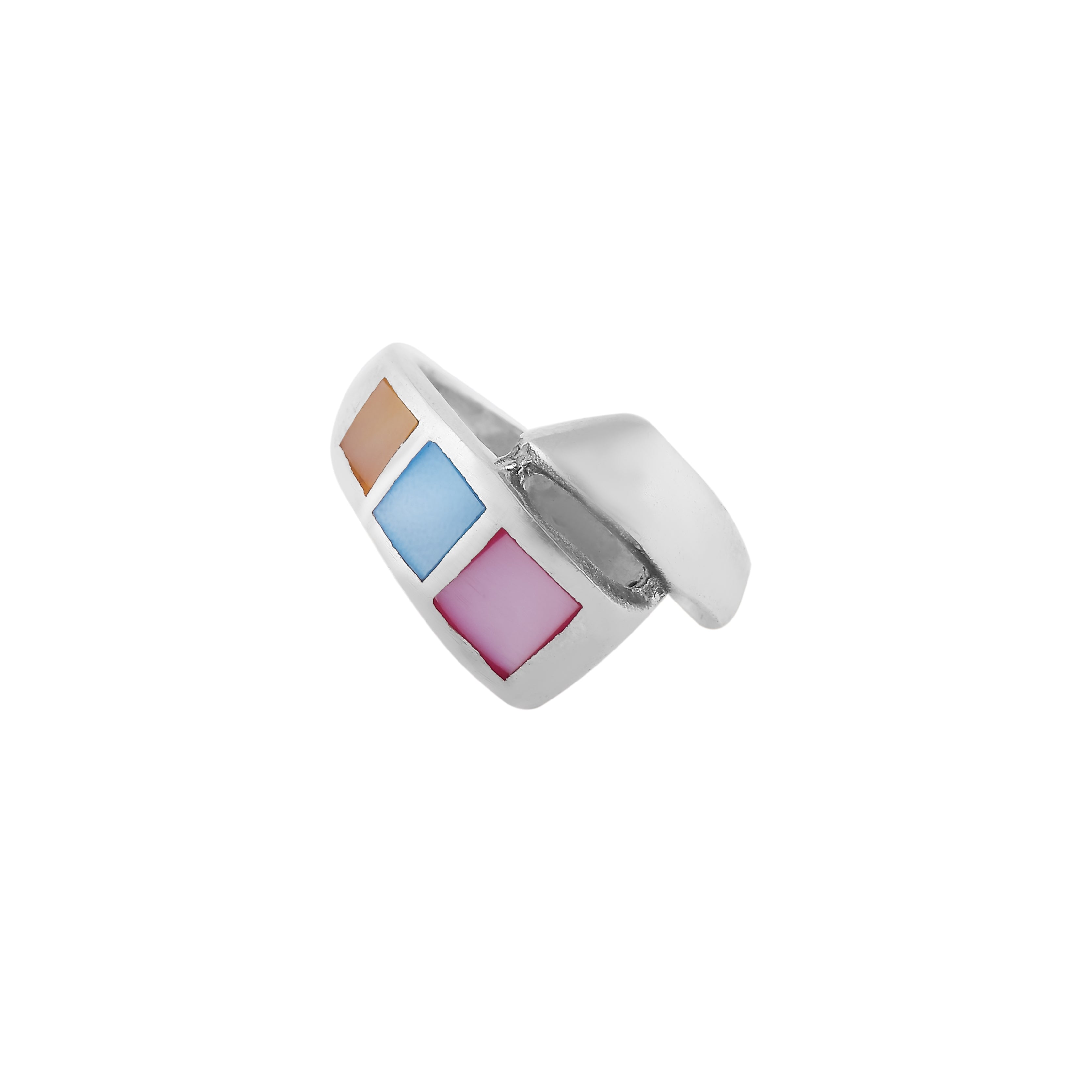 Pastel Block Shell Silver Ring for her