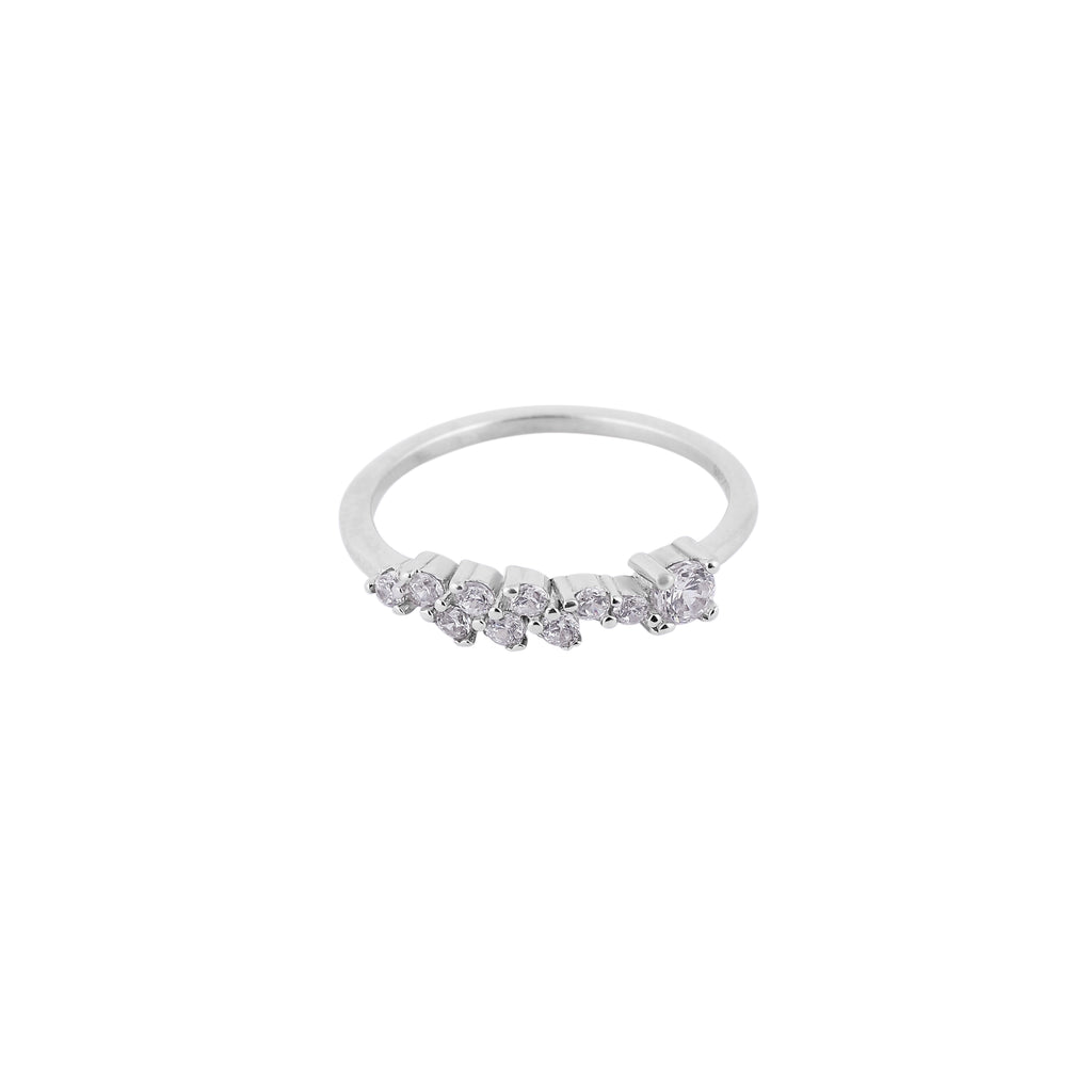 Curved Pave CZ Silver Ring for her