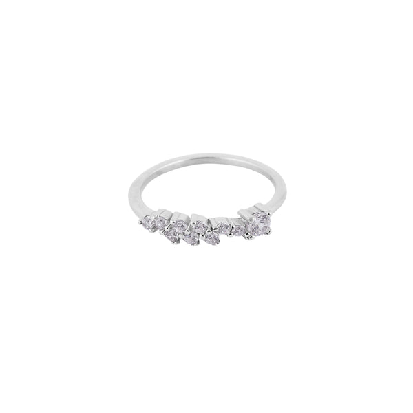 Curved Pave CZ Silver Ring for her