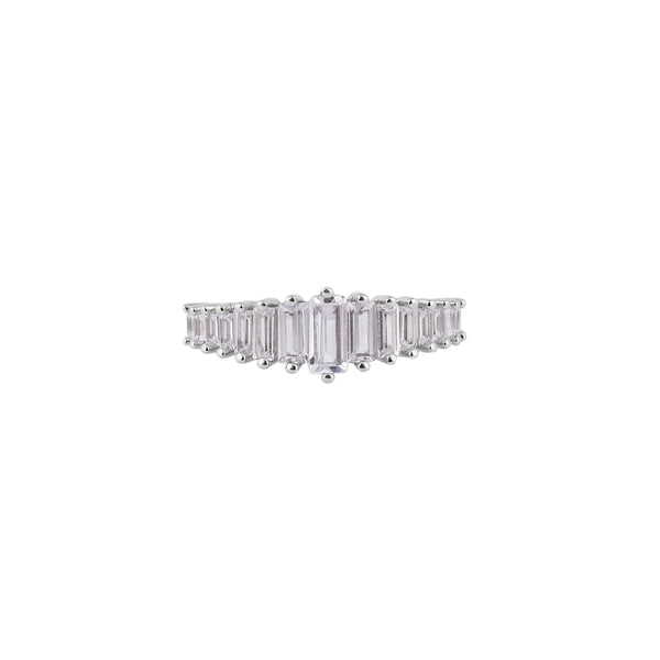 Graduated Baguette CZ Silver Ring for her