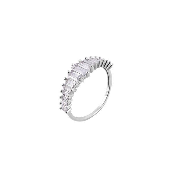Graduated Baguette CZ Silver Ring for her