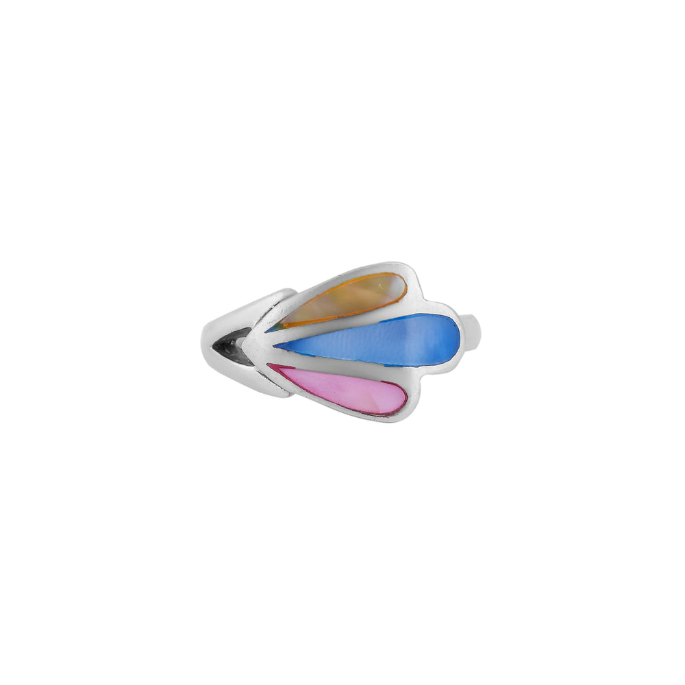 Colour Mother of Pearl Petal Silver Ring for her Nav