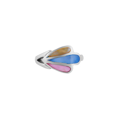 Colour Mother of Pearl Petal Silver Ring for her