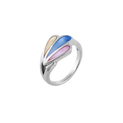 Colour Mother of Pearl Petal Silver Ring for her