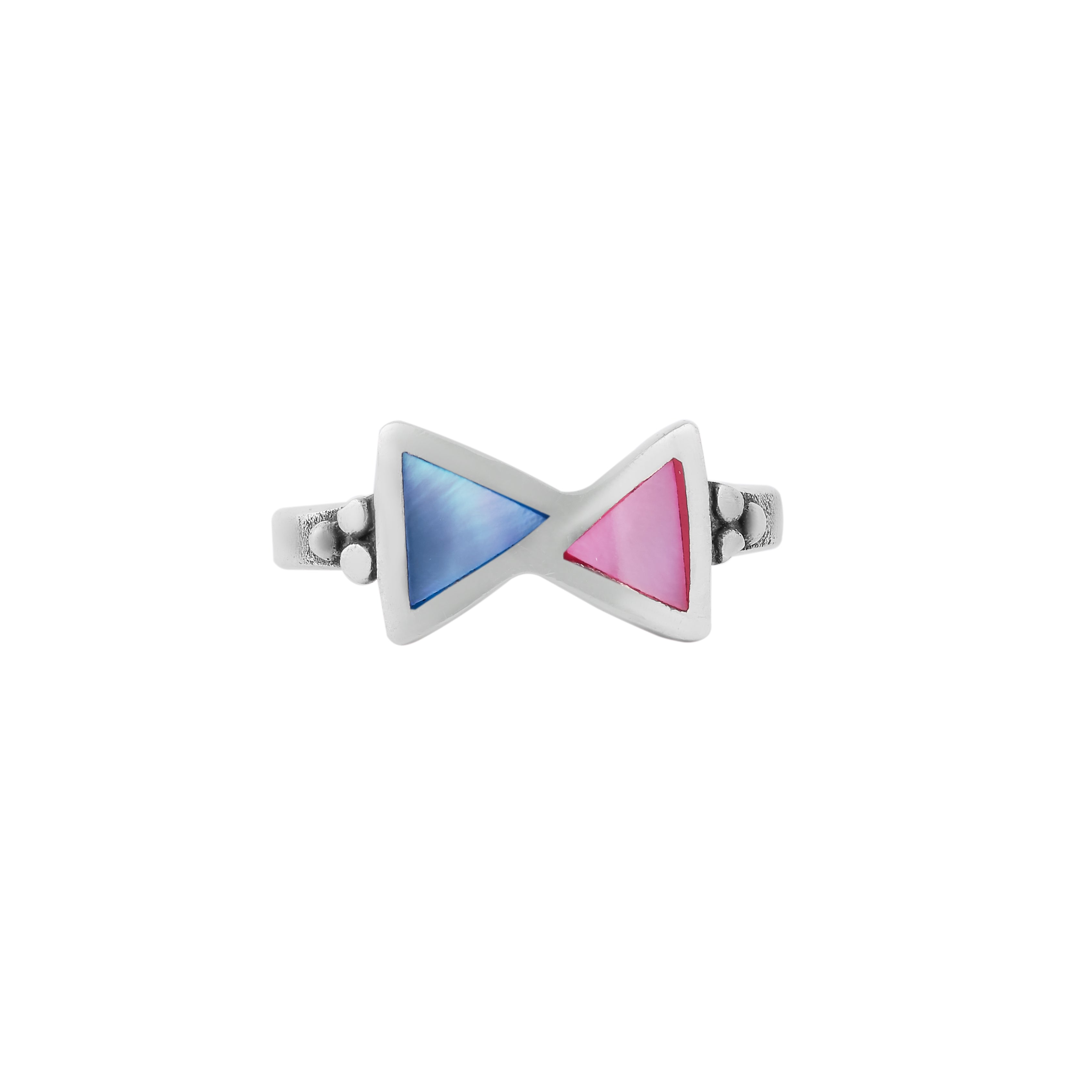Mother-of-Pearl Triangle Motif Silver Ring for her