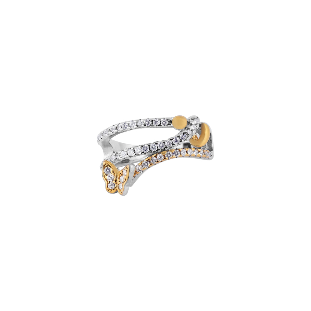 Pave and Butterfly Accent Two-Tone Open Ring for her