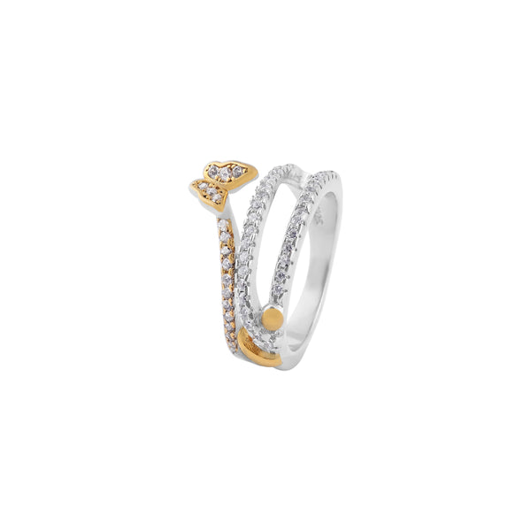 Pave and Butterfly Accent Two-Tone Open Ring for her