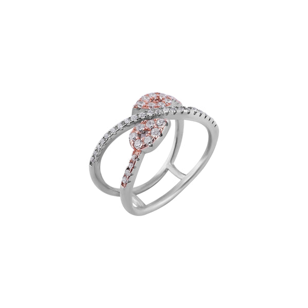 Intersecting Pave Heart Silver Ring for her