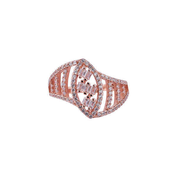 Modern Openwork and Pave Rose Gold Ring for her